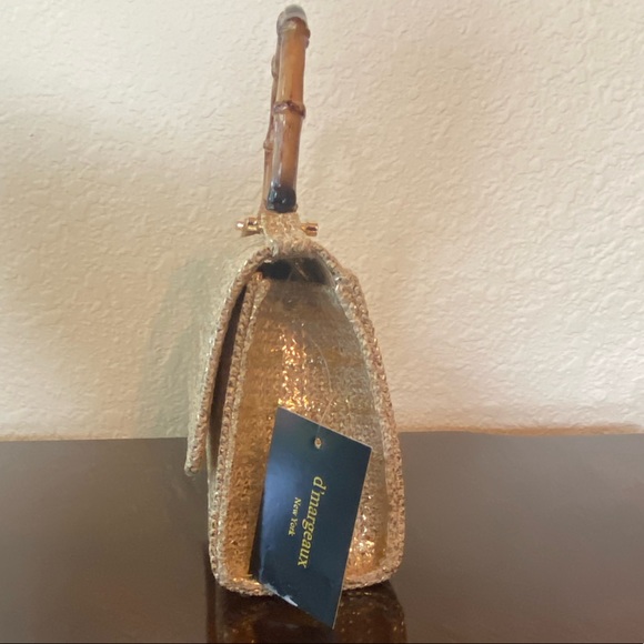 Fabulous D’margeaux New York Crossbody/Tote Gold Convertible Bamboo handles NWT - Picture 9 of 16